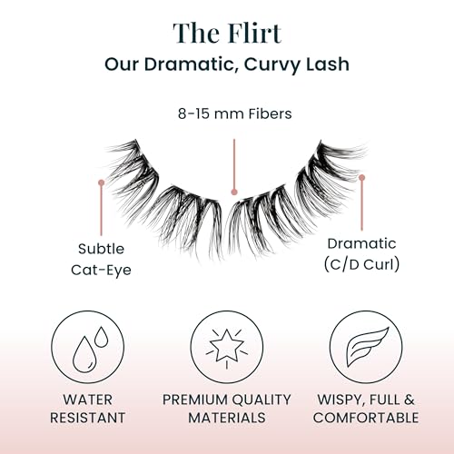 The Flirt Natural Lashes ? Natural Lash Clusters for Women - Salon Quality At Home Eyelashes Extension Kit - 6 Lash Sets - No Lash Glue Included