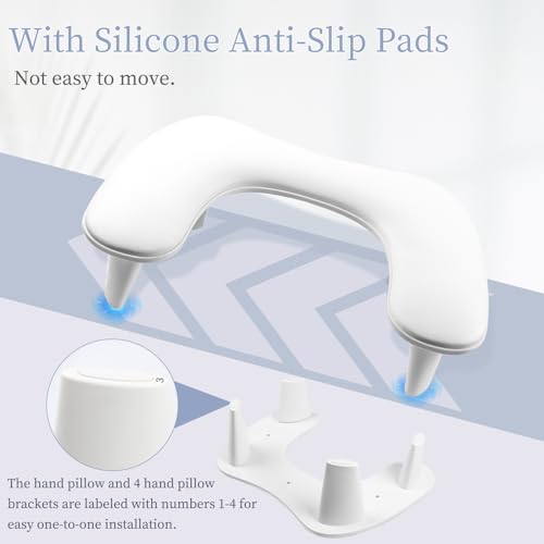 Arm Rest for Nails Tech, Luxurious U-shaped Manicure Nail Art Hand Rest Pillow Cushion, Big Microfiber Leather Nail Arm Rest Stand for Ultimate Comfort in Manicure (White)