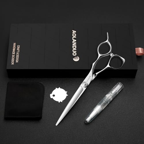 AOLANDUO Professional Hair Cutting Scissors - VG10 Steel, Razor Edge, Ergonomic, Barber Shears - 1 Count, 6.5 In