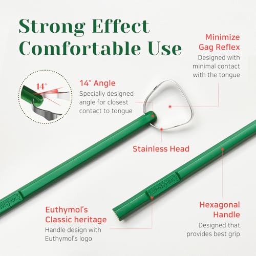 Euthymol 304 Stainless Steel Tongue Scraper ? Reduces Bad Breath, Removes Tongue Plaque, Improves Oral Hygiene, Easy to Use & Clean