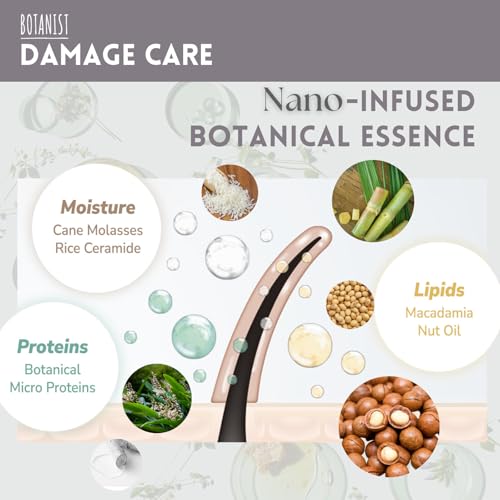 Botanist Sulfate Free Shampoo for Color Treated Hair, Organic Shampoo for Women & Men with Collagen, Ceramide, Keratin & Jojoba Seed Oil from Japan, Freesia & Cassis, DAMAGE CARE15.5 Fl Oz, 2EA