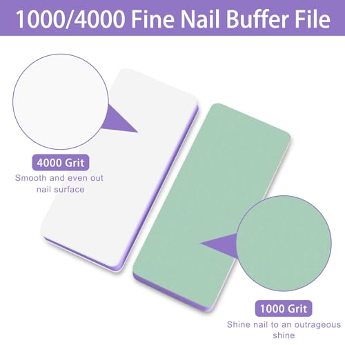 CGBE Nail Buffer and Shine Kit, 20pcs Nail Shine Buffer Blocks for Natural Acrylic Nails Polisher Fingernail Buffer Buffing File 1000/4000 Grit - Purple