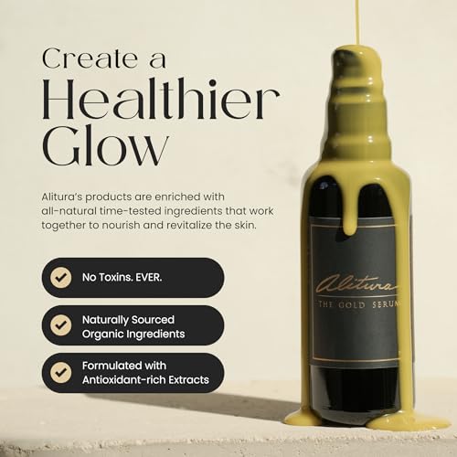 Alitura Anti-Aging Peptide & Collagen Gold Serum for Face ? with Vitamin A, CoQ10 & Astaxanthin ? Korean-Inspired Hydrating Serum for Wrinkles, Radiance & Firmness ? 50ml