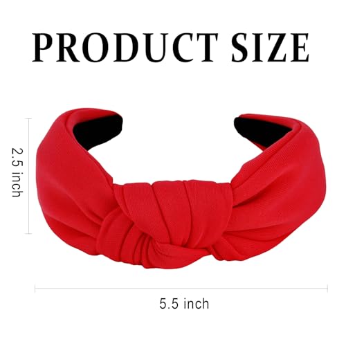Red Knotted Headbands, Large Wide Thick Headbands for Women's Hair Fashion Accessories