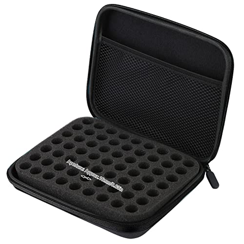 Jerliflyer Essential Oil Storage Bag,1-3ml 63 Slots Portable Aromatherapy Essential Oil Storage Bag Case Collision Proof No Leakage 16mm Aperture Essential Oil Organizer for Travel Outdoor (black)