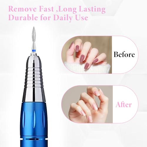 Ouligay 10pcs Cuticle Nail Drill Bit Set, Cuticle Drill Bits for Nails, Professional Cuticle Bit for Nail Drill, Flame Bit for Nail Drill for Manicure Pedicure Clean Tool with Case