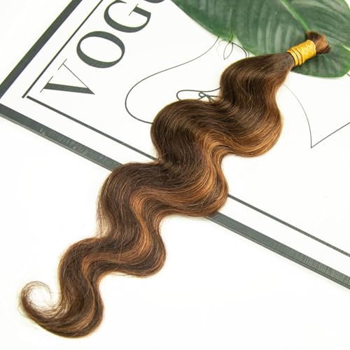 YWIGS Body Wave Bulk Human Hair for Braiding Human Braiding Hair for Boho Braids 50G No Weft Virgin Human Hair #4/30 20inch
