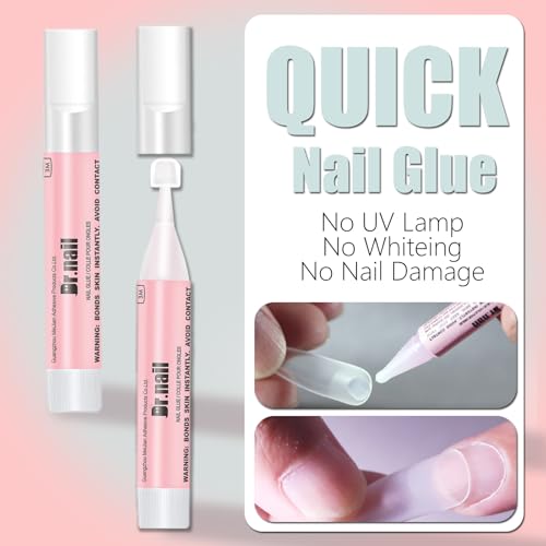 20 Pcs Nail Glue Set for Acrylic Press On Nails Tip Super Strong Glue for Fake Nails Professional Adhesive Super Bond Fast Drying Glues Long Lasting 0.07oz No Need for UV Lamp