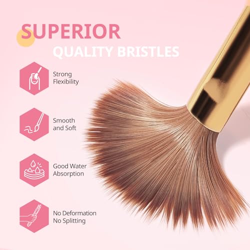 AIRSEE 3PCS Acrylic Nail Brush Set, Size 8/10/14 for Beginner & Professional Use for Acrylic Powder, Nail Art Extension & 3D Carving, 3A+ Nylon, DIY Salon Home, White