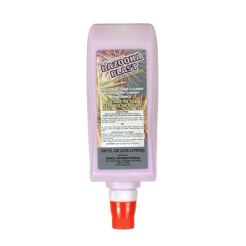 Zenex Bazooka Blast Hand Soap - Industrial Hand Cleaner | Heavy-Duty Shop Soap | Pumice-Powered Grease & Grime Remover | Berry Cherry Scent | Moisturizing | 3.55 L (4 Count)