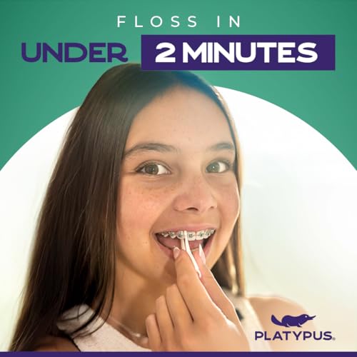Platypus Orthodontic Flossers for Braces, 40 Count (Pack of 1), Ortho Picks for Adults & Kids, Fits Under Arch Wire, Non-Damaging, Encourage Flossing Habits