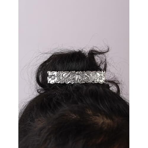 HAQUIL Vintage Flower Rectangular Hairclip, Hair Clip Vintage Viking Celtic Knot Protection Hair Clip, Barrettes Gift for Women Viking Hair Accessories