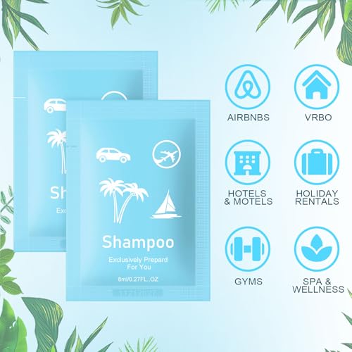 Travel Size Shampoo Bulk,Green Tea Scent,0.28 fl oz (8ml) Shampoo Mini Small,Hotel Supplies Bulk for Guests Airbnbs Homes Resorts Offices (pack of 50, green tea)
