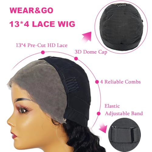 SENSAIRUITE 30 Inch Glueless Wigs Human Hair Pre Plucked Pre Cut 13x4 HD 180% Density Curly Human Hair Wig Wear and Go Glueless Wig Deep Wave Lace Front Wigs Human Hair Frontal Wigs for Women