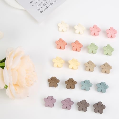 TERSE Mini Flower Hair Clip for Women Girls - 50Pcs Colorful Baby Hair Clips Cute Small Hair Clips Mini Claw Clips Strong Grip Toddler Hair Accessories for Hair Styling