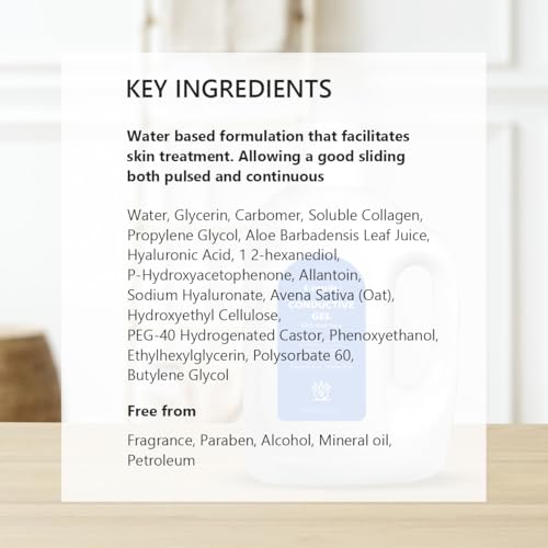 Microcurrent Conductive Gel for Face, Hydrating Collagen Radio Frequency Gel, with Hyaluronic Acid & Aloe Vera, Fragrance-Free, Paraben-Free, 75 fl oz