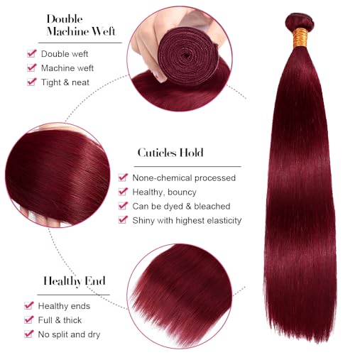 30 30 30 Inch Burgundy Bundles 99J Wine Red Straight Human Hair Bundle Double Weft 99J Wine Red Bundles Burgundy Straight Bundles Human Hair