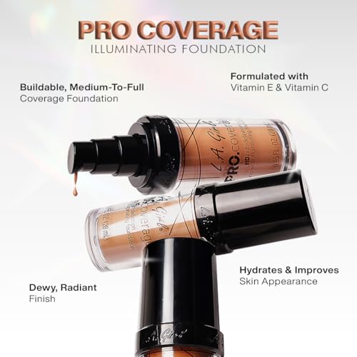L.A. Girl Pro Coverage Liquid Foundation, White, 0.95 Fl Oz