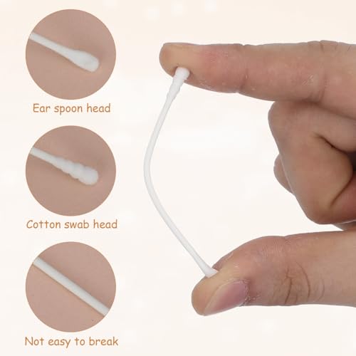 Kisangel 200Pcs Baby Cotton Swabs Paper Double-End Cotton Buds Cotton Ear Cleaners Safety Swabs Cleaning Sticks for Ear Nose Clean