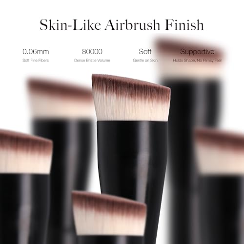 JoMay Flat Top Kabuki Foundation Brush for Liquid Makeup ? Vegan Makeup Brush for Liquid, Cream & Powder ? Dense, Soft Bristles for Flawless, Streak-Free Finish ? Black