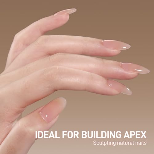 GAOY Clear Builder Base for Gel Nail Polish, 16ml Rubber Base Builder Gel, Nail Strengthener for Natural Nails, Soak Off Long Lasting UV Gel