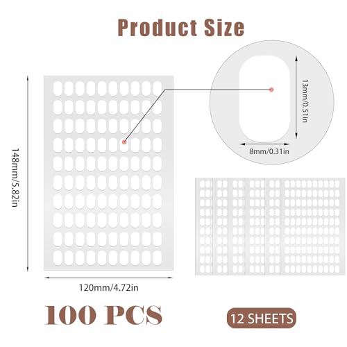 1200 Pcs False Tip Double Sided Adhesive Tapes for Nail Art Display - Pre-cut Strips for Nail Art Holder and Display Book