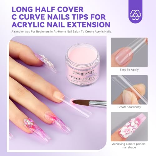 SAVILAND Acrylic Nail Kit for Beginners: Professional Nail Kit Acrylic Set with Practice Hand 400pcs Nail Tips Electric Nail Drill Pure EMA Acrylic Nail Kit for Nail Extension Home Salon Use