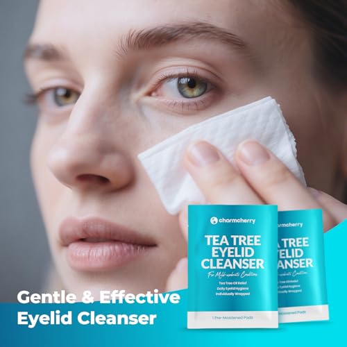 Eyelid Wipes (36 Count), Individually Wrapped Tea Tree Oil Eyelid Cleanser, Eye Lid Cleaning Wipes for Stye Eye Treatment, Eye Wipes for Dry Eyes, Blepharitis, Mild to Moderate Conditions