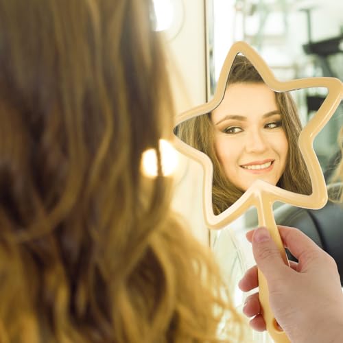 minkissy Portable Star Handheld Makeup Mirror with Elegant Handle for Travel and Home Use Perfect for Makeup Application and Personal Care