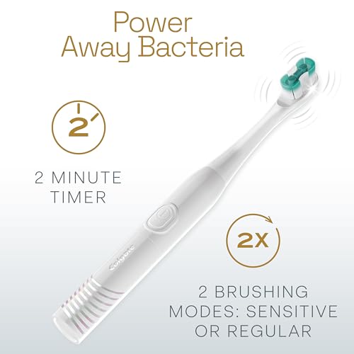 Colgate Total Battery Replacement Toothbrush Heads Pack, Fits Any Total Battery Powered Toothbrush, White, 2 Pack