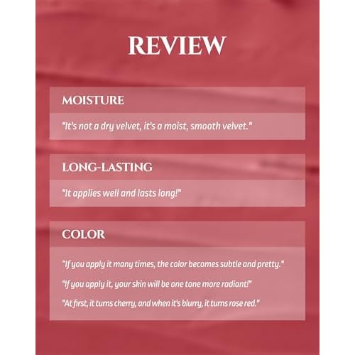 HEVVYMAKEUP Blurring Effect Lip Tint - Airy Velvet Matte Lips - Vegan, Longwear, Vibrant, Buildable Creamy Soft Texture - Korean Lip Makeup, Sweet Rosy, 0.13 fl.oz.