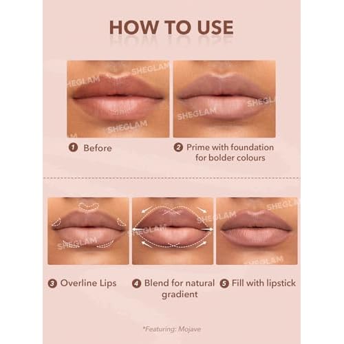 SHEGLAM Lip Liner Creamy Matte Pencil High Pigment Not Easy to Fade Silky Smooth Matte Contour Tint Lip Makeup-Neutral