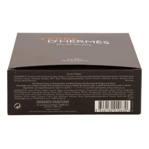 Hermes Terre D'hermes 2-Piece Gift Set for Men, (3.4 Oz Eau De Toilette Spray + 2.7 Oz Hair & Body Shower Gel)