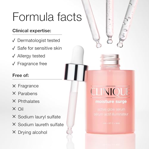 Clinique Moisture Surge Active Glow Serum with Lactic Acid, Hyaluronic Acid + Vitamin C | Hydrating, Lightweight + Oil Free?