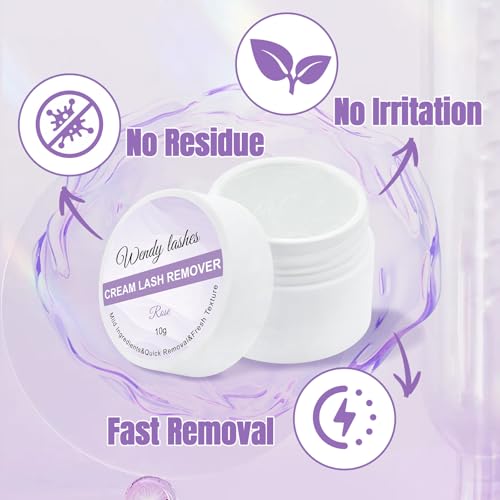 Wendy Lash Remover for Eyelash Extensions: Effectively Cluster Glue Remover Cream, Clear Rose