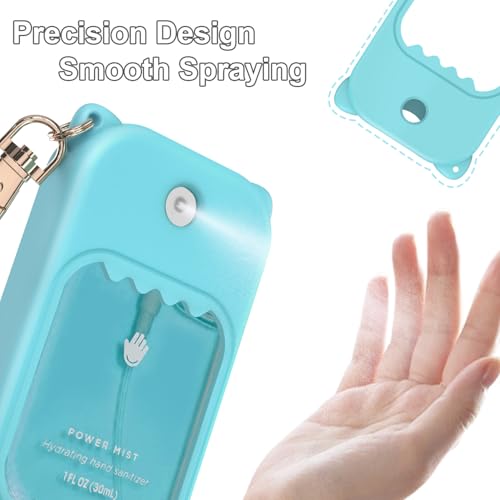 3Pcs Hand Sanitizer Spray Case for Touchland Silicone Touchland Case Keychain Cute Hand Sanitizer Spray Holder Compatible with Touchland Power Mist Gentle Mist Glow Mist (Pink & Purple & Blue)