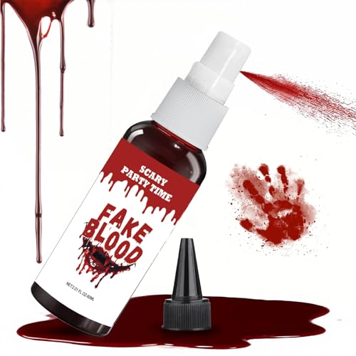 Fake Blood spray,2.01FL.OZ Vampire Blood Makeup,Halloween Fake Blood Spray Eye Blood Drops Body Paint£¬Blood Splatter for Clothes,Halloween Zombie Monster Vampire Blood Costume Cosplay Makeup,1PC