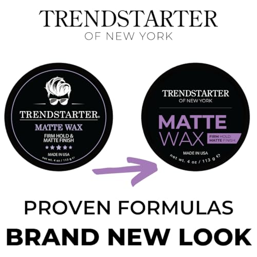TRENDSTARTER - MATTE WAX (4oz) - Firm Hold - Matte Finish - Water Based All-Day Hold Hair Styling Pomade ? Flake-Free Styling Wax for All Hair Types