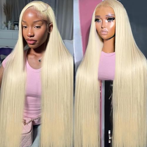 30 Inch 613 13x6 Lace Front Wig Human Hair 200 Density Blonde Wig Human Hair 613 Straight Lace Front Wig Human Hair Pre Plucked 613 Lace Frontal Wig 13x6 HD Transparent Glueless Wigs for Women
