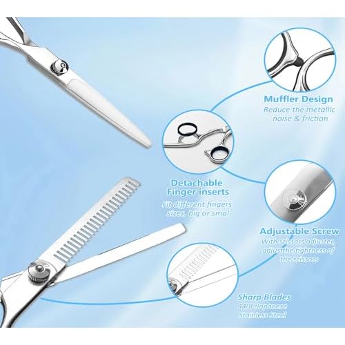 Hair Cutting Scissors, Thinning Shears Kit. Premium Stainless Steel Salon Scissors, Edge Scissor, Razor.for Hairdressing, Salon and Home