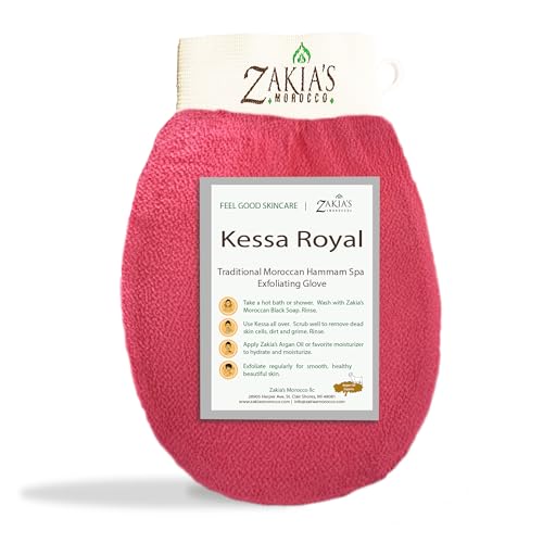 Original Kessa Exfoliating Glove - Lively Pink - Microdermabrasion Exfoliating Mitts, Removes unwanted dead skin, dirt and grime and Keratosis Pilaris. Great for spray tan removal. 1 unit