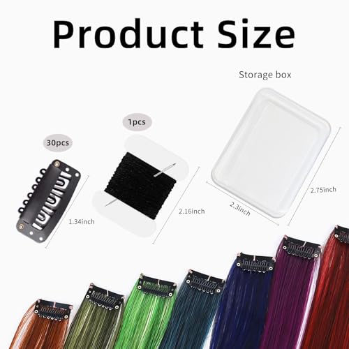 30 Pcs 32mm 6-Teeth U-Shape Wig Clips for Clip-in Hair Extensions, with DIY Needle and Thread Kit ? Snap Hair Clips for Hair Extensions Clip-ins (Black)