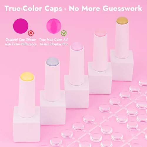 Finea 144pcs Gel Nail Polish Color Display Swatch Dots with Stickers Clear Transparent Acrylic Plastic Labels Nail Art Paint Color Analysis Chart Sample Accessories Nail Tech Must Have Salon Supplies