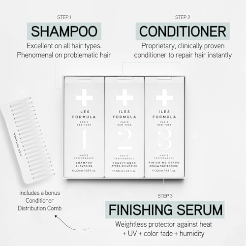 ILES FORMULA Signature Collection Deep Repair Shampoo & Conditioner w/Finishing Serum Blow Dry Cream for Dry, Damaged, Frizzy Hair - Hydrating Hair Care for Less Breakage & Healthy Hair Growth