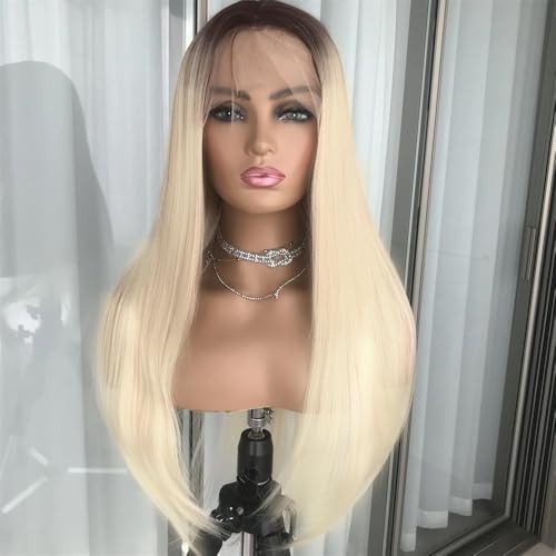 SOSEXY 13x4 Ombre Blonde Human Hair Lace Front Wigs Pre Plucked 1B/613 Ombre Lace Front Wig Human Hair 150% Density Colored Glueless Wigs Human Hair 28 Inch