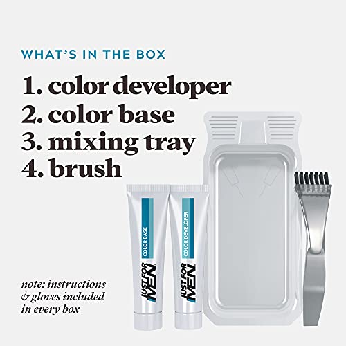 Just For Men Mustache & Beard, Beard Dye for Men with Brush Included, With Keratin Biotin Aloe and Coconut Oil for Healthy Facial Hair - Light Brown, M-25, Pack of 3 (Packaging May Vary)