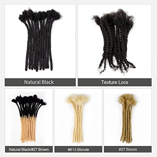 100£¥ Human Hair Loc Extensions 6 Inch 0.6cm Width 70 Strands Full Hand-made Permanent Dreadlock Extensions for Women/Men Can Be Dyed and Bleached, with Crochet Hook and Comb