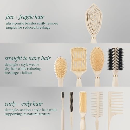 EcoTools Mini Slick Back Hairbrush, Travel Brush, Perfect Ponytail Or Bun, Tease, Smooth & Style Hair, Tame Frizz & Flyaways, Renewable Bamboo Handle & Vegan Boar Bristles, Cruelty-Free, 1 Count
