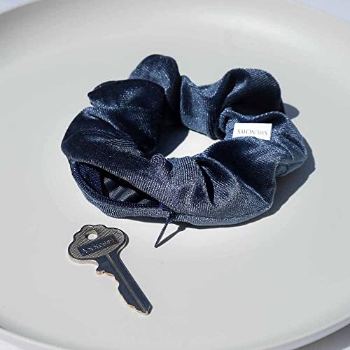 Velvet Scrunchie Set of 6 | Hidden Zipper Pocket Storage for Cash, Keys, Chapstick | Women's Hair Accessory
