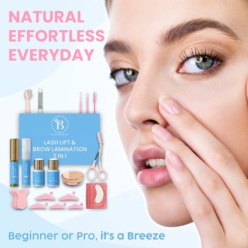 Lash Lift Kit & Eyebrow Lamination Kit ? 2-in-1 Solution for At-Home Brow Lamination & Eyelash Lift ? DIY Perm ? Lasts 6-8 Weeks, 15 Applications